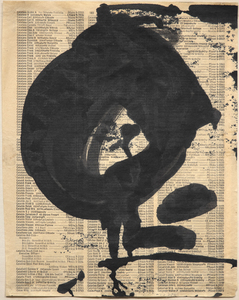 FRANZ KLINE - 无题 - 纽约市电话簿页上的颜料 - 11 x 8 3/4英寸。