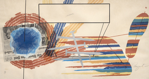 詹姆斯-罗森奎斯特--近和远--彩色石板画--18 5/8 x 35 5/8英寸。