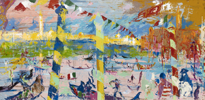 LEROY NEIMAN - Carnival in Venice - oil on board - 48 x 96 in.