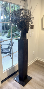 MANOLO VALDES - Cabeza de Medusa I - bronze and iron - 26 x 23 1/4 x 31 in. (74 in. overall with base)