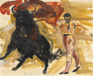 ELAINE DE KOONING - Der Matador - Gouache auf Papier - 7 3/4 x 9 1/2 Zoll.