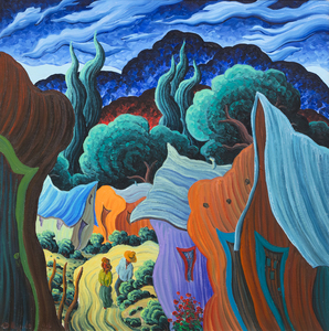 كيم دوغلاس ويغينز - هاسر الحاضر الثاني - زيت على قماش - 35 1/2 × 35 1/2 بوصة.
