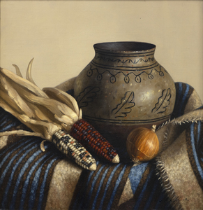 William Acheff&#039;s highly realistic paintings of Southwest historical and ethnic artifacts convey nostalgia and a peaceful, meditative quality. When he unveiled his work at a solo exhibition in 1978, the highly polished illusionary qualities and lifelike perfection found an immediate circle of collectors enamored with classic trompe l&#039;oeil painting.&lt;br&gt;&lt;br&gt;Born in 1947 in Anchorage, Alaska, Acheff is of Georgian, Russian, Scottish, Dutch, and Alaskan-Athabascan heritage. Classically trained in San Francisco, he moved to Taos in 1973 and continues to paint in this widely recognized, distinctive way, often blending artifacts and traditions of the past with contemporary items and settings. &lt;br&gt;&lt;br&gt;Tesque Jar evinces a clay-body jar (olla) from the Pueblo of Tesuque, Tesugeh Owingeh (&quot;Village of the narrow place of cottonwood trees&quot;), located in northern New Mexico. Their ancestral homelands cover the entirety of O&#039;gah Po&#039;oge (Santa Fe), and the pottery, much of it from the late nineteenth and early twentieth centuries, is highly prized by collectors.