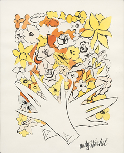 آندي وارهول - بدون عنوان (زهور) - حبر وألوان مائية على ورق - 15 1/4 × 12 3/8 بوصة.