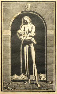 ROCKWELL KENT - Madonna and Child - wood engraving - 10 x 6 in.