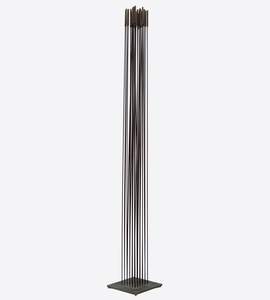 &lt;div&gt;&lt;font face=Calibri size=3 color=black&gt;Harry Bertoia’s “Sonambient” sculptures are a mesmerizing blend of art, sound, and science, and this 36-tine piece is a quintessential example of his innovative genius. Meticulously crafted with 36 rods aligned in a precise six-by-six configuration on a square base, this 77-inch-tall work embodies the harmonious intersection of visual beauty and auditory wonder.&lt;/font&gt;&lt;/div&gt;&lt;br&gt;&lt;br&gt;&lt;div&gt;&nbsp;&lt;/div&gt;&lt;br&gt;&lt;br&gt;&lt;div&gt;&lt;font face=Calibri size=3 color=black&gt;Made from beryllium copper, a material favored by Bertoia for its superior acoustic properties and aesthetic appeal, the rods have developed a rich walnut-like patina over time. This patina adds to the sculpture’s visual allure, enhancing its historical and artistic value, and reflects a natural aging process that the artist himself, a naturalist, would have admired. When activated by touch or the movement of air, the rods produce a perceptible, fixed note accompanied by a range of ethereal tones, transforming the sculpture from a static object into a dynamic, multisensory experience. The long, swaying motion of the tall rods, reminiscent of the undulating desert grasses that inspired the artist initially, adds a captivating visual dimension. The cattail-like finials further evoke natural forms, underscoring Bertoia’s inspiration derived from the natural world.&lt;/font&gt;&lt;/div&gt;&lt;br&gt;&lt;br&gt;&lt;div&gt;&nbsp;&lt;/div&gt;&lt;br&gt;&lt;br&gt;&lt;div&gt;&lt;font face=Calibri size=3 color=black&gt;Bertoia’s 36-tine “Sonambient” sculpture is more than a visual masterpiece; it profoundly explores sound, material, and participatory interaction. It exemplifies Bertoia’s belief in art as an immersive and evolving experience, where each encounter offers discoveries and sensations. Through this work, Bertoia has created a timeless piece that continues to captivate and inspire, highlighting his artistic vision&#039;s enduring power and deep connection to nature’s spiritual qualities.&lt;/font&gt;&lt;/div&gt;