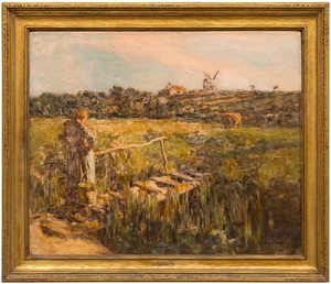 LEON AUGUSTIN LHERMITTE - The Milk Maid - oil on canvas - 28 x 33 1/4 in.