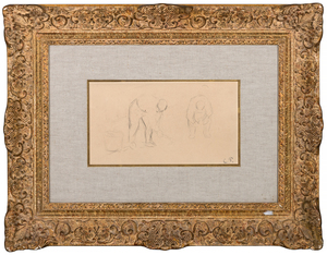 CAMILLE PISSARRO - Two Workers in the Workfield - pencil on paper - 6 1/4 x 11 1/4 in.