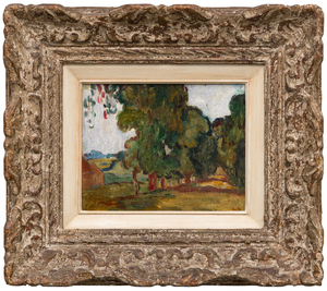 LOUIS VALTAT - Allée d'arbres - oil on canvas - 7 5/8 x 9 1/2 in.