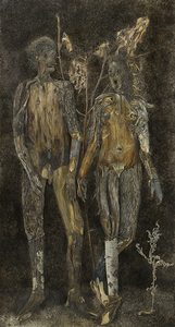 CONSTANCE MALLINSON - Couple - oil on paper - 95 x 52 1/2 in.