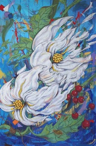 PENELOPE GOTTLIEB - Argocoffeopsis lemblinii - acrylic on paper - 60 x 40 in.