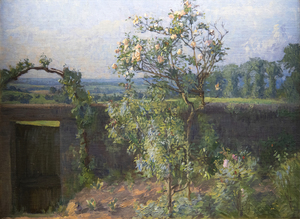 GUSTAVE CAILLEBOTTE - Vue du jardin de l'artiste et de la Vallée de I'Yerres - زيت على قماش - 19 1/8 × 25 1/2 بوصة.