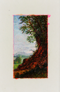 JOAN NELSON - Sans titre - encre acrylique et cire à l'huile sur papier - 1 3/4 x 1 po.