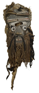 AFRICAIN - Masque facial avec cheveux - bois, cheveux, pigments