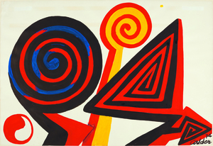 ALEXANDER CALDER - Wegbeschreibung - Gouache und Tinte auf Papier - 29 1/2 x 43 1/4 Zoll.