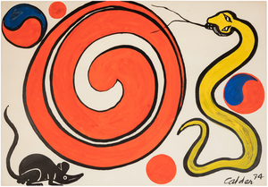 الكسندر كالدر -- ميكي ماوس -- الغواش والحبر على الورق -- 30 × 43 3 / 8 في.