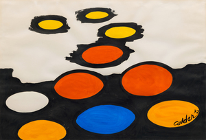 ALEXANDER CALDER - Soucoupes Volantes - gouache - 29 3/8 x 43 1/4 in.