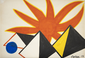 ALEXANDER CALDER-Drei Pyramiden + Blaue Kugel