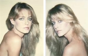 Few celebrities define the 70s like Farrah Fawcett. A charter member of the television show "Charlie's Angels," her iconic hairstyle known as "The Farrah," featuring soft, flowing layers that framed the face, with a bouncy, voluminous appearance achieved by flipping the ends of the layers outward became a defining look of the decade. Warhol's portrait represents Fawcett herself and provides broader commentary on the period's social and cultural trends. Most compellingly, these two gorgeous portraits testify to her natural, sun-kissed features and healthy, athletic physique that resonated as a symbol of ideal beauty during her time.