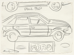 ANDY WARHOL - Ford car - graphite on paper - 11 1/2  x 15 3/4 in.