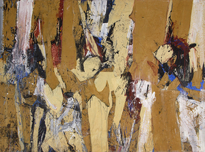 ARNE HIERSOUX - Ohne Titel - Acryl und Papier auf Leinwand - 71 x 94 in.