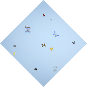 DAMIEN HIRST - Forgotten Thoughts - 画布上的蝴蝶和家居光泽 - 48 x 48 英寸。