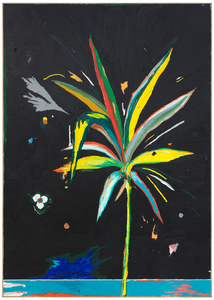 <div>Harold Ancart’s <em>Untitled </em>(2015) reflects the artist’s poetic engagement with landscape and memory, created in the wake of his transformative 2014 cross-country road trip across the United States. During this journey, Ancart converted his car into a mobile studio, stopping spontaneously to sketch and record fleeting impressions of the natural environment. These observations informed a new body of work that magnified and abstracted ephemeral moments in the landscape, ultimately inspiring his first major institutional solo exhibition at The Menil Collection in Houston in 2016. </div><br><br><div>&nbsp;</div><br><br><div>In this painting, a luminous, stylized plant rises against a deep black ground, its elongated leaves rendered in radiant greens, yellows, and reds that appear to glow against the darkness. The composition balances graphic clarity with expressive spontaneity—gestural marks and splashes of color orbit the central form like fragments of light or drifting pollen. By isolating and enlarging a single botanical subject, Ancart transforms a fleeting natural encounter into a monumental image that feels both intimate and cosmic. </div><br><br><div>&nbsp;</div><br><br><div>Plant imagery has remained a recurring motif throughout Ancart’s practice, reappearing in later exhibitions including his 2022–2023 presentation at Gagosian. Trained in Belgium and later influenced by the legacy of American abstraction after relocating to New York in 2007, Ancart’s work merges a European sensibility with the expressive freedom of postwar American painting. </div>