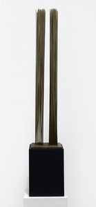 HARRY BERTOIA - Untitled (Sounding Sculpture) - beryllium copper and bronze with wood base - 36 1/2 x 8 x 8 in.