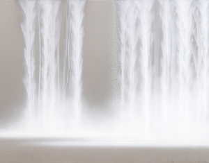 <div><font face=Lato size=3 color=black>Known for his ability to blend traditional Japanese techniques with modern aesthetics, Hiroshi Senju's sublime depictions of bands of cascading veils of paint evoke sensations of tranquility and awe. Senju began exploring waterfall imagery in the early 1990s, pouring translucent pigment onto mulberry paper mounted on board, creating cascading movement. In this work, "<em>Waterfall," </em>he masterfully bonds ribbons of cascading water into two curtain-like ethereal panels. Senju's interest in synesthesia is undeniable. "<em>Waterfall</em>" conjures sound, smell, and feel sensations as much as the rushing water's appearance. In the present work, he placed these dynamic elements in a context that grounds the viewer's sense of place within the natural world. A wedge of blue in the upper left corner contrasts the otherwise monochromatic palette, providing a sky association bounded by a hillside or cliff (for which Senju is known). Additionally, as the cascading water descends, it reaches a destination expanse at the bottom of the picture plane, where the force of the water disperses into a fine mist at the point of contact, serving as a visual anchor. </font></div>
<br>
<br><div><font face=Lato size=3 color=black> </font></div>
<br>
<br><div><font face=Lato size=3 color=black>Senju's finesse is evident throughout. He uses mulberry paper, a traditional Japanese material known for its delicate texture and strength. The paper's natural fibers absorb pigments in ways that create subtle gradients and fluidity, enhancing the visual effect of the cascading water. He employs traditional Nihonga techniques, such as layering washes to build depth and movement and utilizing varied brush strokes to achieve different effects. Additionally, he incorporates modern methods like the airbrush to apply fine mists of pigment, creating smooth and seamless gradients that mimic the delicate spray and vapor associated with cascading water.</font></div>
<br>
<br><div> </div>
<br>
<br><div><font face=Lato size=3 color=black>Hiroshi Senju pays homage to the traditional art forms of his heritage while pushing the boundaries of contemporary art. His ability to convey the sublime through simplicity and abstraction makes this artwork a testament to his unique vision and artistic mastery. It stands as a serene reminder of nature's timeless beauty, captured through the ability of a master painter and artist.  </font></div>