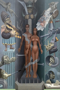 IRVING NORMAN - How Come - oil on canvas - 90 x 60 in.