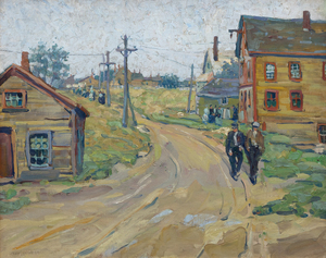<div><font face=Lato size=3 color="#191919"><em>The Road to the Harbor, Gloucester, Massachusetts</em> is a vibrant and characteristically bold example of Jane Peterson’s celebrated views of the Massachusetts coast, a subject that remains among the most sought after in her work. Previously held in the collection of the artist and her estate, the painting reflects the period when Peterson was producing her finest New England scenes, distilling the atmosphere and color of Gloucester with a confident and expressive hand. Gloucester was one of her most beloved subjects, and comparable paintings of the area have exceeded expectations at auction, often more than doubling their high estimates, underscoring both the desirability of the theme and the competitive value of the present work.</font></div><br><br><div>&nbsp;</div><br><br><div><font face=Lato size=3 color="#191919">This large canvas captures a quiet coastal afternoon, with a dirt road leading toward Gloucester Harbor as suggested by the title. Peterson uses saturated colors and broad, lively brushstrokes to animate the scene, from the touches of blue on the rooftops to the shifting interplay of blue and grey in the retreating sky that suggests a moment just after rainfall. The painting relates closely to other Gloucester works in major museum collections, including <em>Old Road, Gloucester</em> at the Virginia Museum of Fine Arts.</font></div><br><br><div>&nbsp;</div><br><br><div><font face=Lato size=3 color="#191919">Peterson was known for choosing subjects beyond the conventional expectations for women artists of her time, favoring street scenes, travel, public life, and even wartime experience. <em>The Road to the Harbor, Gloucester, Massachusetts </em>embodies this outward looking spirit, revealing her ability to transform everyday coastal paths into scenes of vivid immediacy and enduring charm.</font></div>