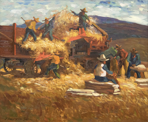 JOHN CHRISTOPHER SMITH - Thrashing Machine - oil on board - 20 x 24 in.