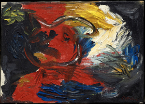 KAREL APPEL - Head in the Storm - oil on canvas - 10 x 14 1/4 in.