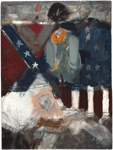 LARRY RIVERS - Last Civil War Veteran - oil painting on panel - 9 1/2 x 7 in.