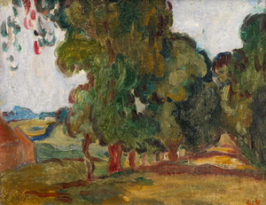 LOUIS VALTAT - Allée d'arbres - oil on canvas - 7 5/8 x 9 1/2 in.