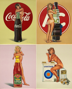MEL RAMOS - Tomato Catsup; A.C. Annie; Lola Cola; Tobacco Red - four offset lithographs printed in colors - 30 3/4 x 25 1/4 in. ea.