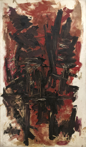 <div><font face=Aptos size=3 color=black>Michael Corinne West’s story is a significant one. A prolific painter and poet at the forefront of the Abstract Expressionist movement, West is the artist least likely to be acknowledged as standing among the first generation with the core group of male artists. Placed in a confrontational role as one of the few women defying a male-dominated mythology, she shifted to gestural painting in the mid-1940s, often laying the canvases on the floor and working like Jackson Pollock. Her earliest work in black and white predates Franz Kline’s by several years. It included “<em>Black and White” </em>of 1947, which impressed Clement Greenberg, who was never inclined to dish a gratuitous compliment. Despite the changing tides of art and fashion, her devotion to mysticism, inner emotional states, and the subconscious as they relate to Abstract Expressionism continued unfazed and steady.  </font></div>
<br>
<br><div> </div>
<br>
<br><div><font face=Aptos size=3 color=black>“<em>The Day After</em>,” painted in 1963, is West’s visceral, abstract response to a pivotal moment in American history — the assassination of President John F. Kennedy. The overlapping layers of saturated blood-red tones clashing with forceful strokes of black suggest the rupture in the national consciousness and evoke feelings of disruption and confusion, embodying the artist’s internalized grief. West transformed the event into a deeply personal expression of mourning, capturing the weight of a nation’s sorrow in a form that defies literal representation yet speaks volumes emotionally.  </font></div>