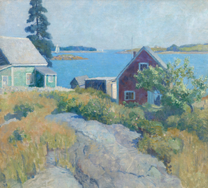 N.C. WYETH - Port Clyde Harbor, Maine - oil on canvas - 35 x 39 in.
