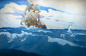 N.C. WYETH-The Coming of the Mayflower in 1620