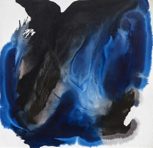 PAUL JENKINS - 现象与黑色Anadem - 墨水，丙烯酸和油画布 - 51 x 51英寸。