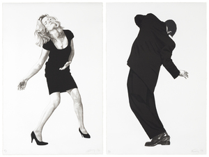 ROBERT LONGO-Barbara & Rafael <div><font face=Lato size=3 color=black>Robert Longo’s <em>Barbara</em> and <em>Rafael</em> (1998) come from artist’s iconic <em>Men in the Cities</em> series, these works depict sharply dressed figures in contorted, suspended motion—at once elegant and tense. Originating from staged photographs of friends, Longo translated these dynamic poses into highly refined, stylized images that explore the psychological intensity of contemporary urban life. The pair are lithographs from an edition of 120, with 10 artist proofs and 18 additional proofs, and have not previously appeared at auction. Examples from the series are held in major public collections, including the Whitney Museum of American Art, the Buffalo AKG Art Museum, and the Saint Louis Art Museum.</font></div>