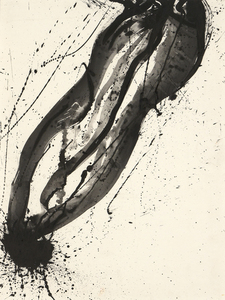 SAM FRANCIS - Untitled (Black and White Composition) - acrylic on paper - 23 3/4 x 17 3/4 in.