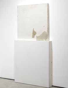 THEASTER GATES - Untitled (flooring) - white cement, debris, flooring - 35 x 35 x 3 in.