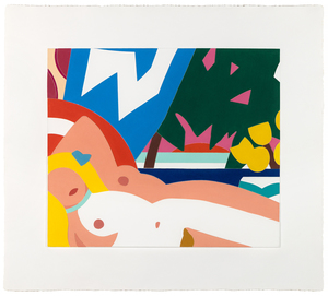 TOM WESSELMANN - Sunset Nude with Yellow Tulips - Mixografia® print on handmade paper - 37 3/4 x 41 3/4 in.