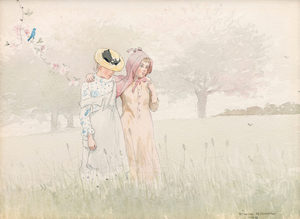 <div><font face=Lato size=3 color=black><em>Houghton Farms (Girls Strolling in an Orchard)</em> belongs to a pivotal moment in Winslow Homers career, created during the late 1870s as he transitioned from the wartime subjects that first brought him acclaim to the watercolor medium and domestic pastoral themes that would secure his place in the American canon. This period marked Homers sustained engagement with Houghton Farm in Mountainville in the Hudson Valley, where he spent extended time with his childhood friend and patron Lawson Valentine. Over these visits Homer produced approximately fifty watercolors, forming one of the most important bodies of early work in the medium. The significance of this output was later celebrated in the 2009 exhibition at Syracuse Art Galleries, <em>Winslow Homers Empire State: Houghton Farm and Beyond</em>.</font></div><br><br><div>&nbsp;</div><br><br><div><font face=Lato size=3 color=black>This watercolor is included in the artists catalogue raisonne and relates closely to other early examples from Houghton Farm, including <em>Fresh Air</em> from 1878 in the collection of the Brooklyn Museum. Its serene orchard scene, rendered with a soft and muted palette, reflects the themes of nostalgia, calm, and peace that define Homer's Restoration period. The transparency of the watercolor medium allows Homer to create a delicate, atmospheric impression of a misty morning, animated by touches of bright color in the figures dress patterns, the bow on a hat, a headwrap, and the bluebird perched on a branch.</font></div><br><br><div>&nbsp;</div><br><br><div><font face=Lato size=3 color=black>The continued importance of Homer's watercolor practice is affirmed by the current exhibition at the Museum of Fine Arts Boston, <em>Of Light and Air: Winslow Homer in Watercolor</em>, which underscores the enduring resonance of works from this transformative period. <em>Houghton Farms (Girls Strolling in an Orchard)</em> stands as a beautifully preserved example from the moment when Homer embraced watercolor as his primary mode of expression, illuminating the quiet lyricism that came to define his mature art.</font></div>