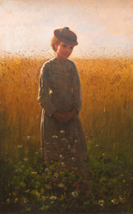 WINSLOW HOMER-In the Wheatfield (Girl Standing in a Wheat Field)