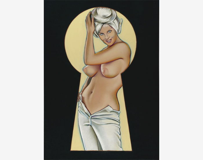 "Peek-a-boo, platinum #2" (1964) sold for $887,826 USD. Acrylic on canvas, 44.5 x 32 in. Sold at Sotheby’s London: 21 June 2007.