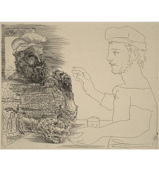 Pablo Picasso, "Two Catalonian Drinkers", 1934, etching, National Gallery of Art