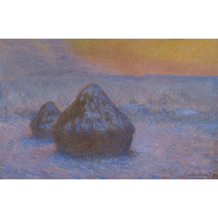 Claude Monet, "Weizenstapel (Sonnenuntergang, Schneeeffekt)", 1890/91, Öl auf Leinwand, Art Institute of Chicago