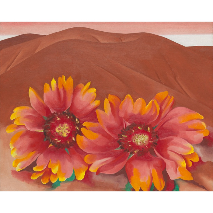 Georgia O’Keeffe, “Red Hills with Flowers”, 1937, oil on canvas, Art Institute of Chicago